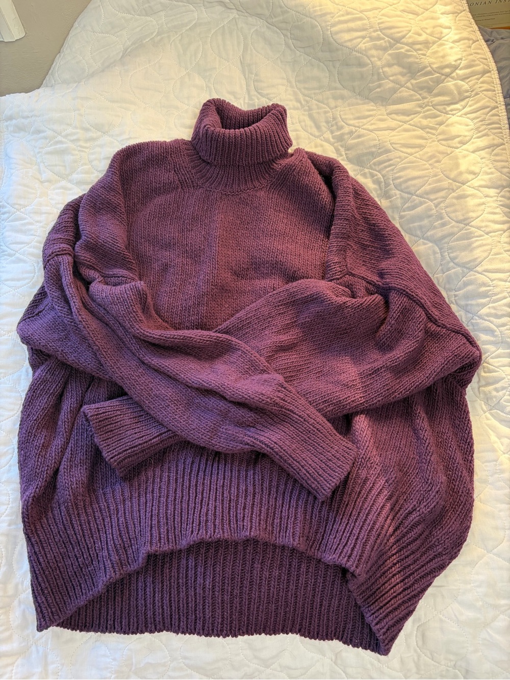 Babaa No 17 Oversized Turtleneck Sweater in Plum